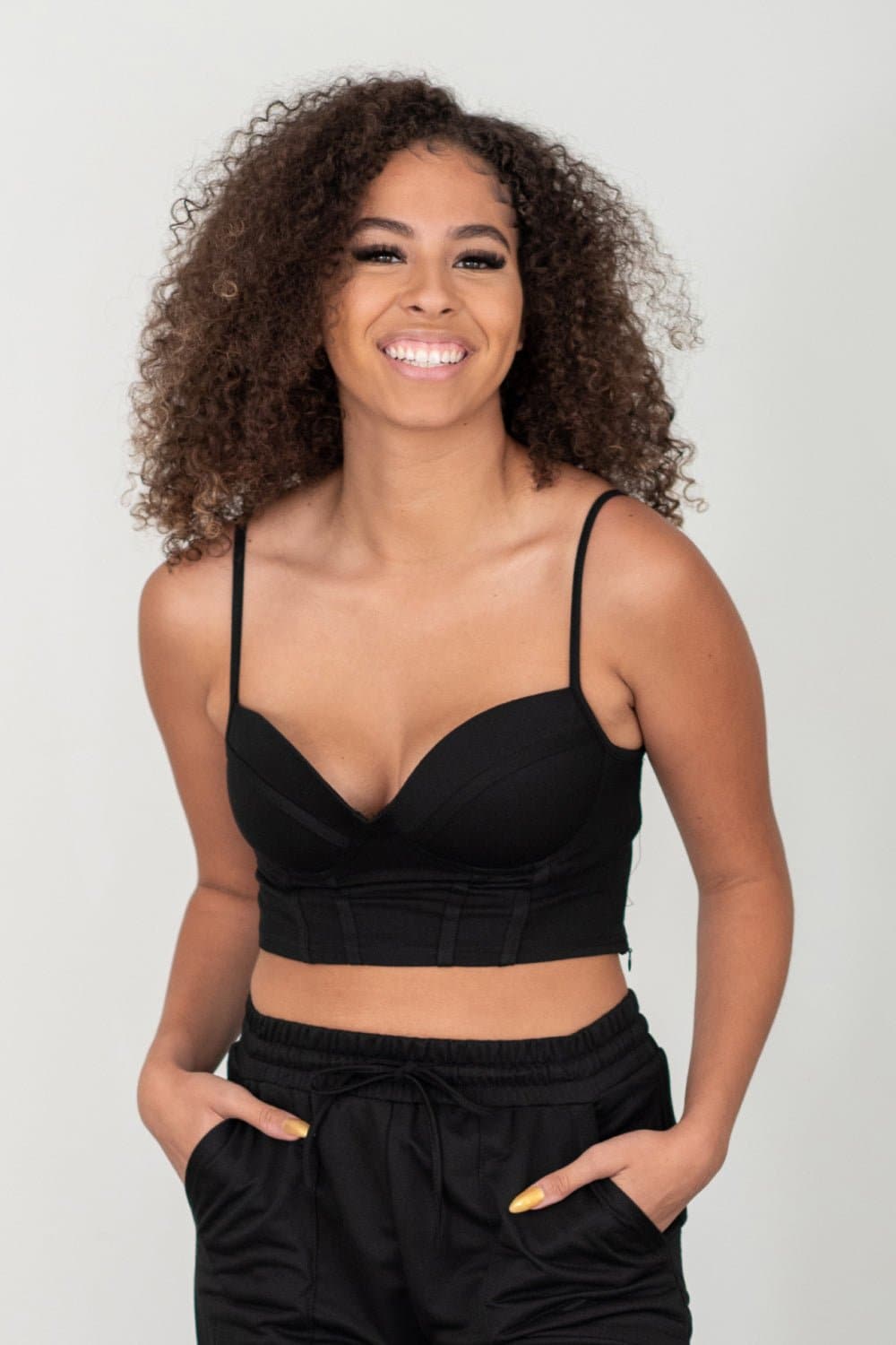 SHOPIRISBASIC Let's Do This Bustier and Joggers Lounge Set in Black - Love culture store