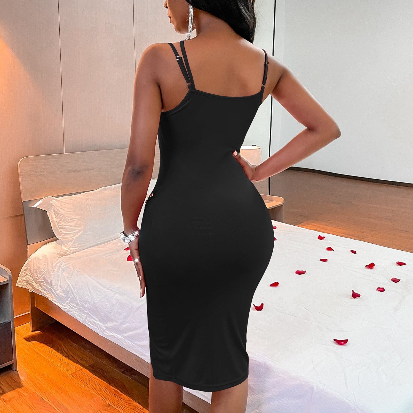 Spaghetti Strap Slit Dress - Love culture store