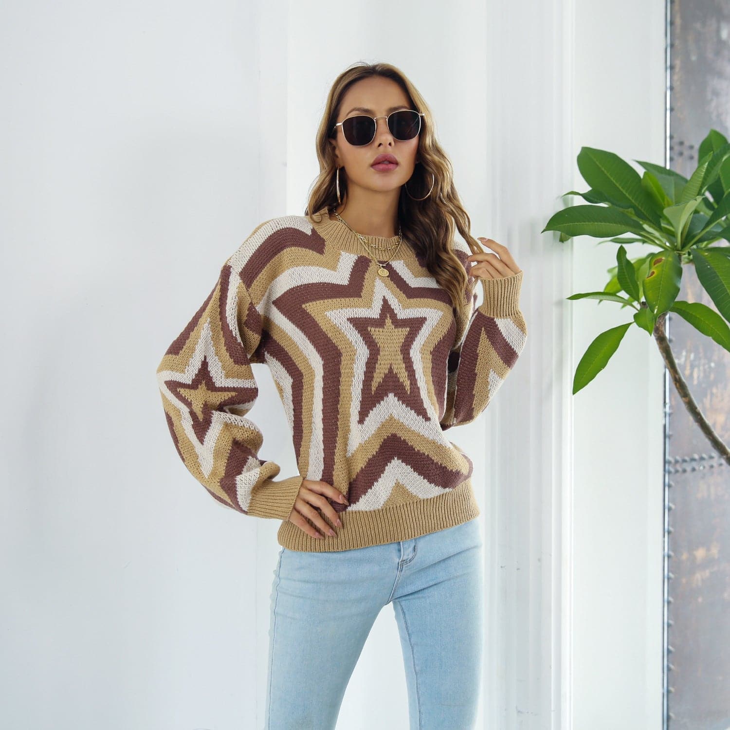 Star Dropped Shoulder Sweater - Love culture store