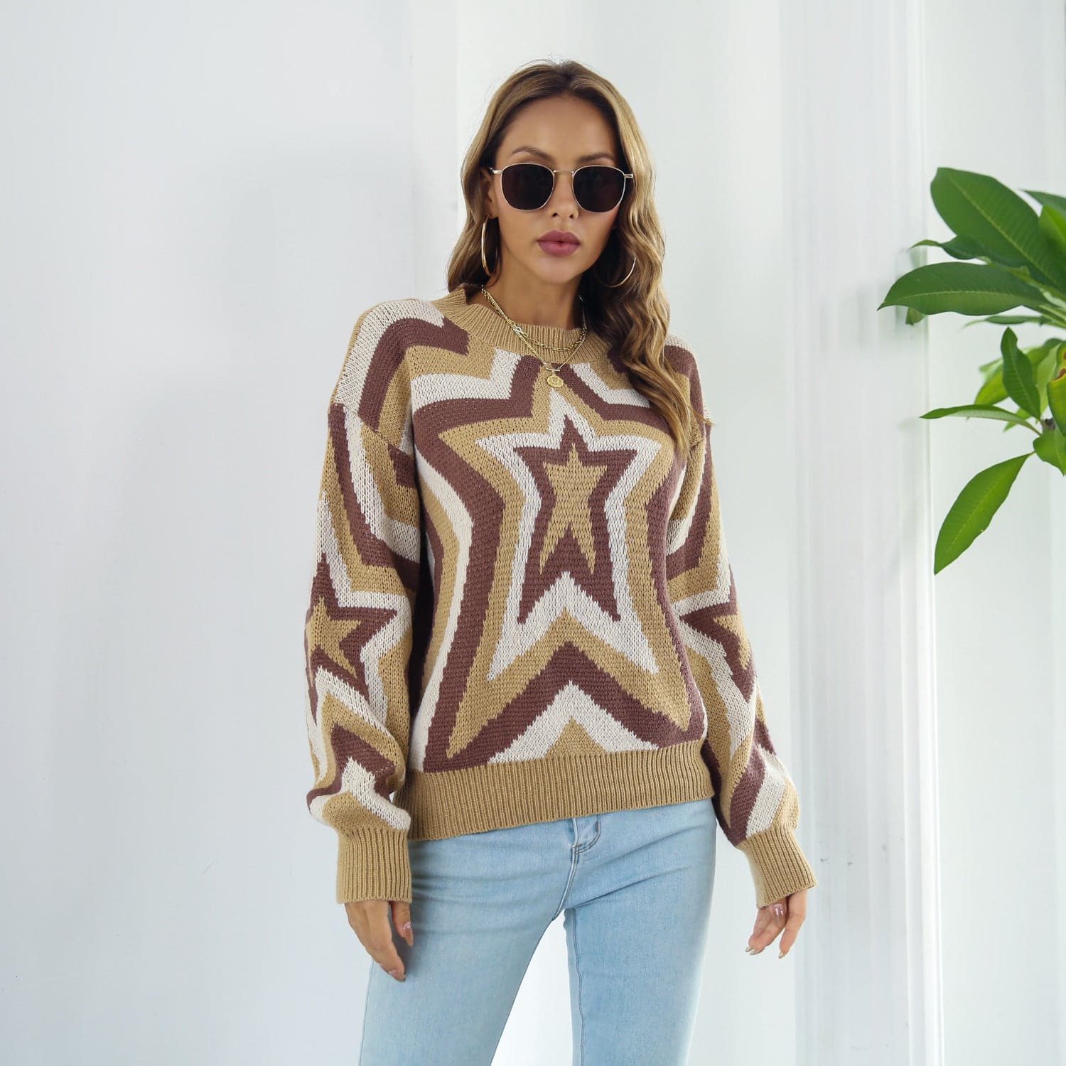 Star Dropped Shoulder Sweater - Love culture store