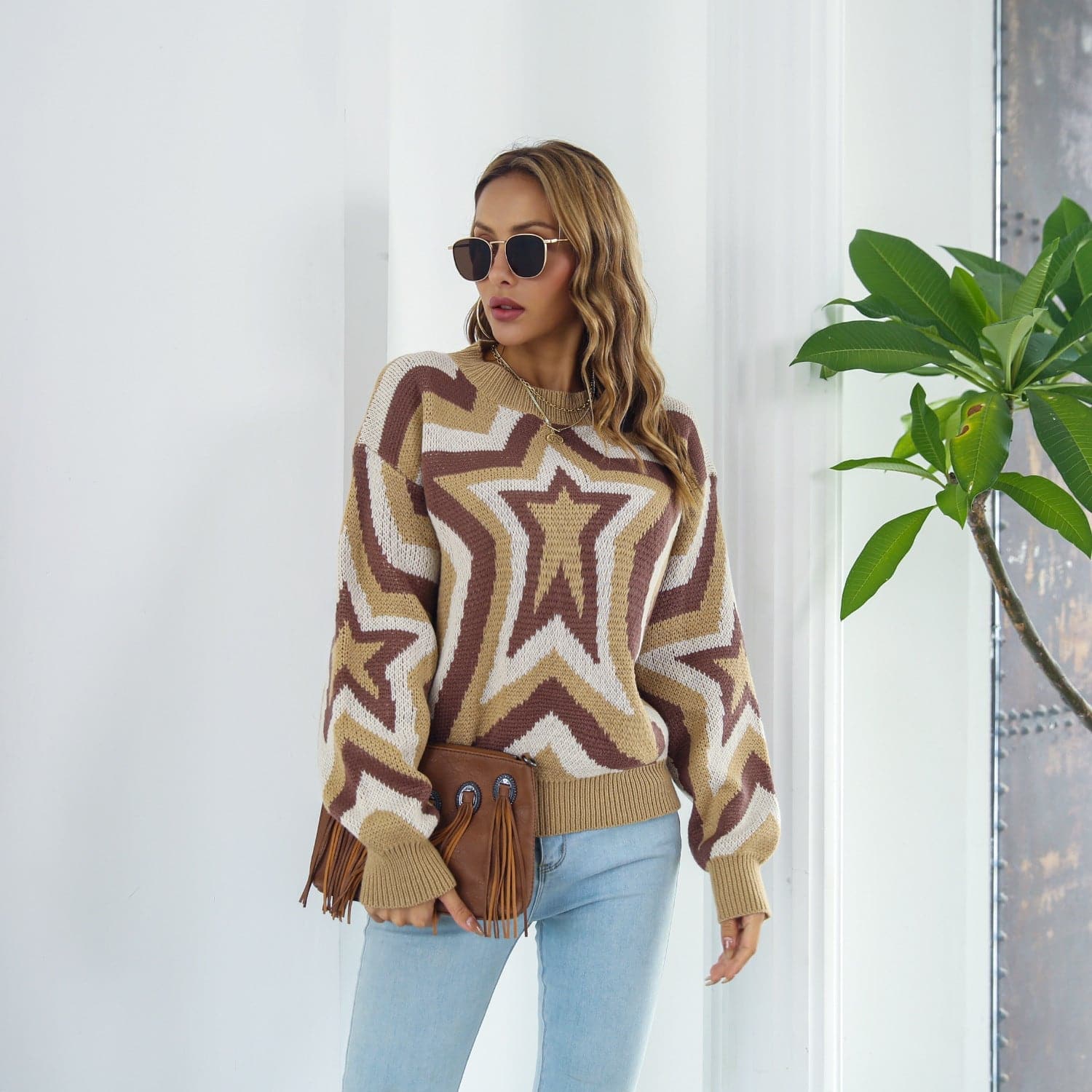 Star Dropped Shoulder Sweater - Love culture store