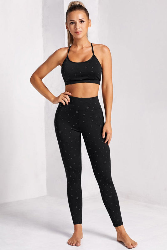 Star Print Sports Bra and Leggings Set - Love Culture