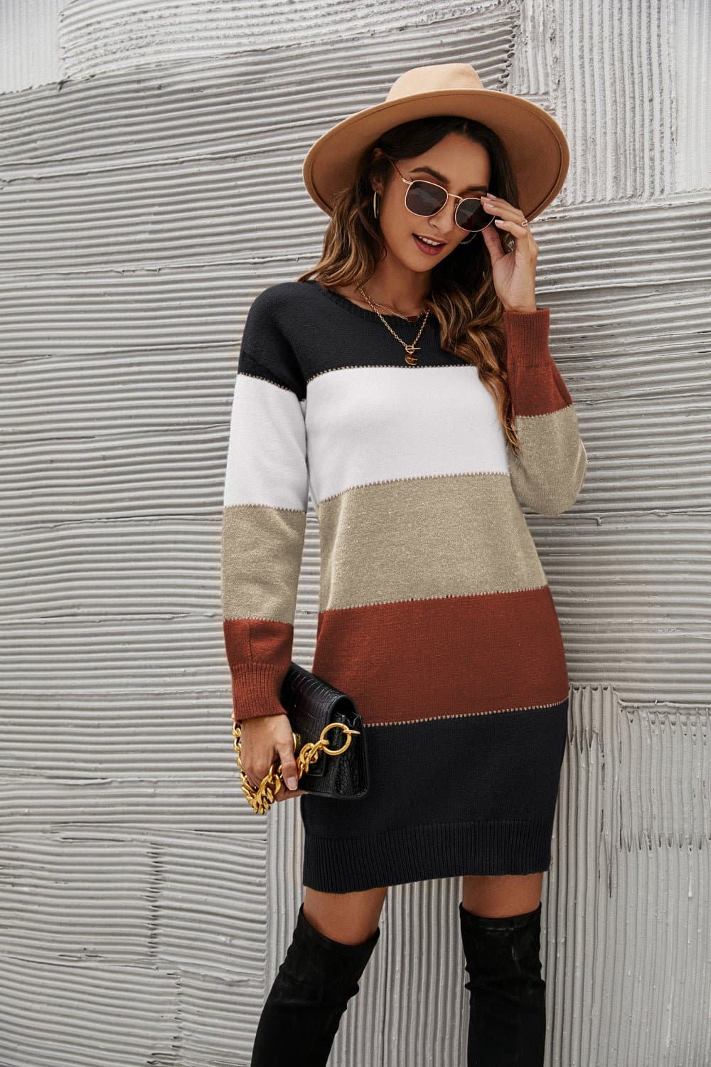 Striped Sweater Dress - Love culture store