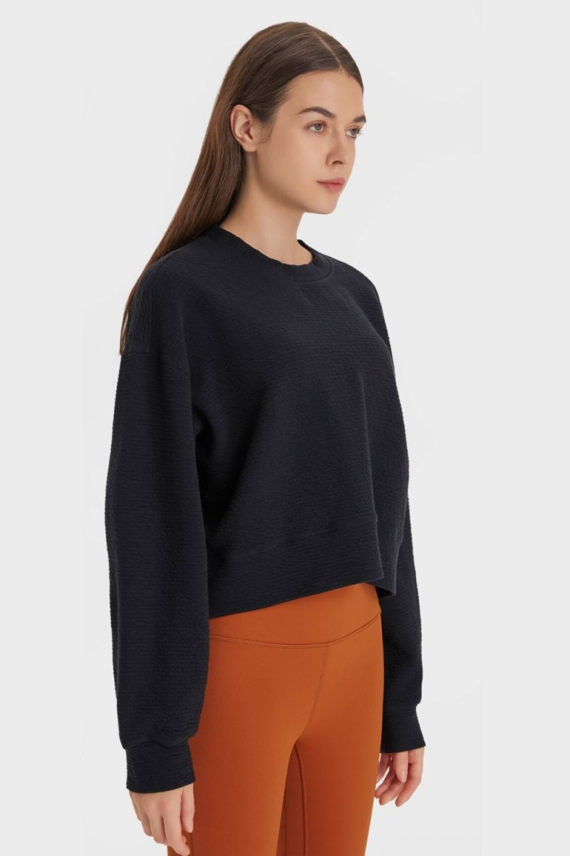 Textured Dropped Shoulder Sports Top - Love Culture