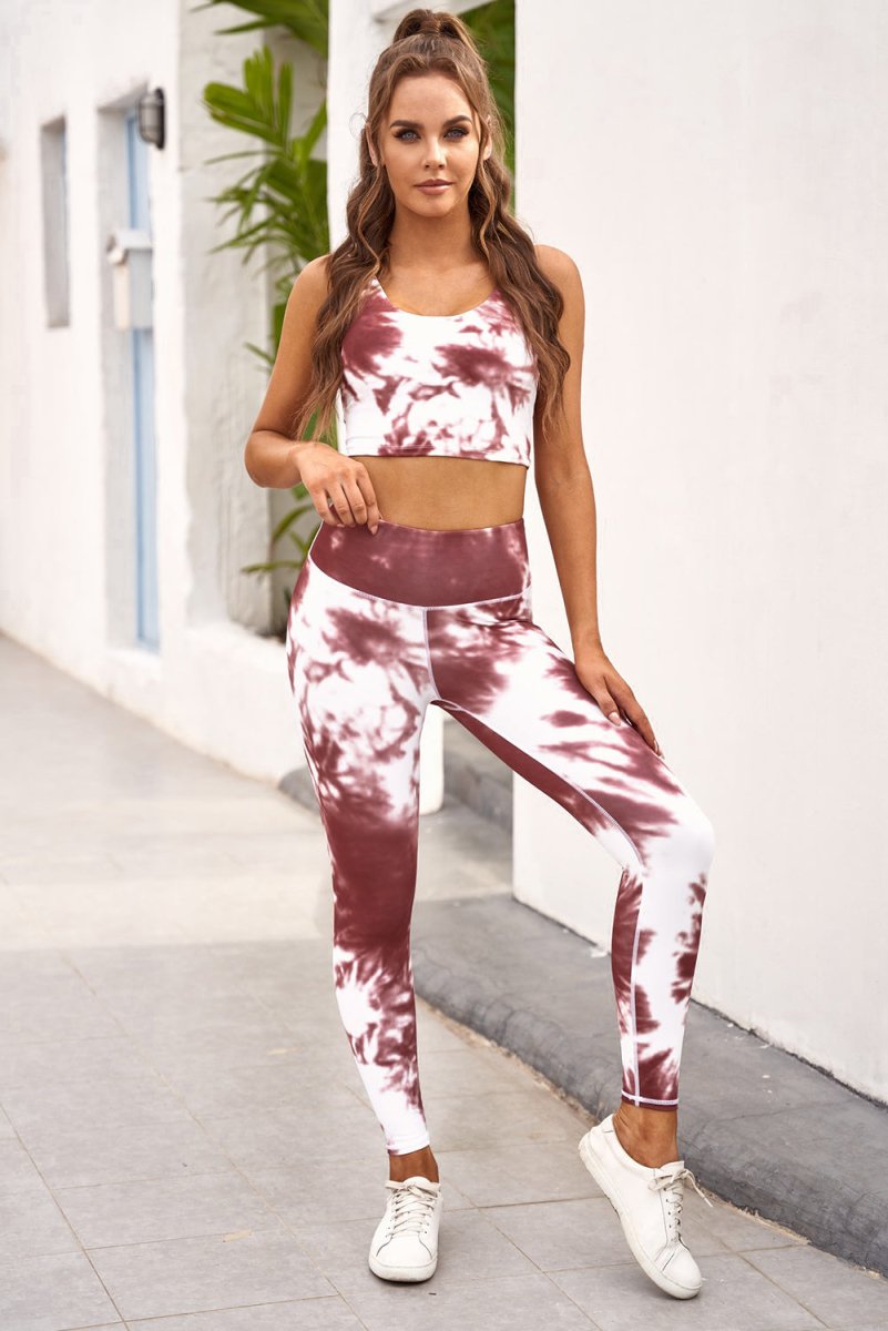 Tie-dye Crop Top and Leggings Set - Love Culture