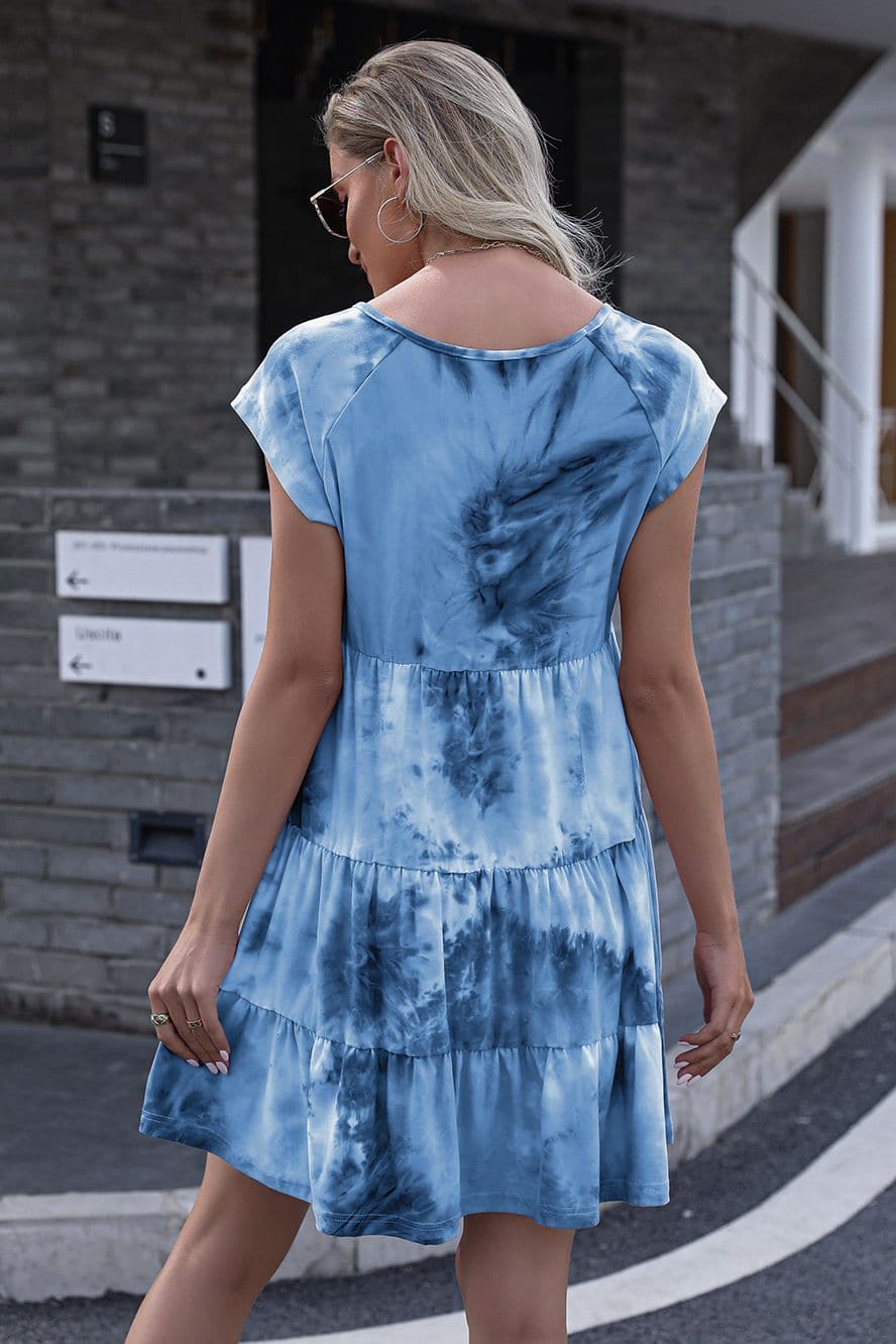 Tie-Dye Ruffle Hem Dress - Love culture store