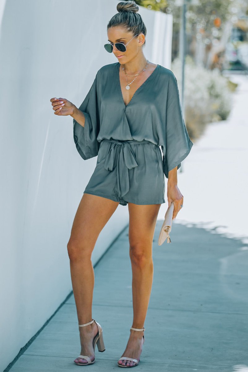 Tie Waist Dolman Sleeve Romper - Love Culture