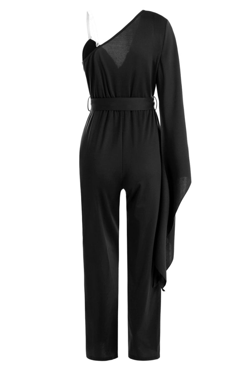 Tie-Waist Split Sleeve Surplice Jumpsuit - Love Culture